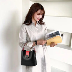 Women's Bucket Bags Pu Leather Handbags Casual Ladies Totes Messenger