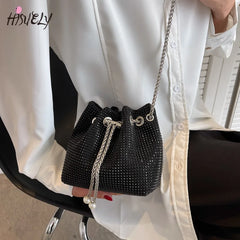 Diamond Bucket Bag Women's Shoulder Bags Ball Chain Crossbody Bag Totes