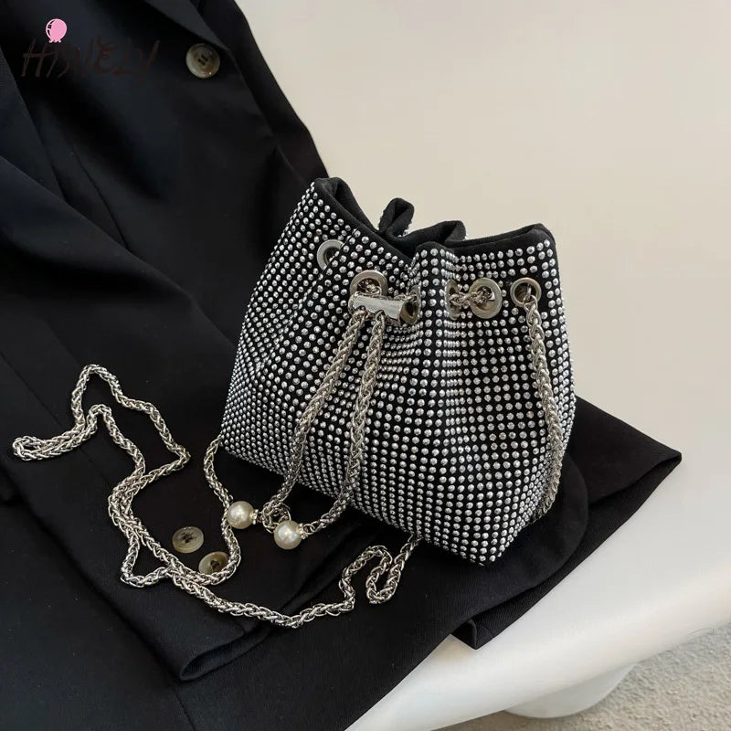 Diamond Bucket Bag Women's Shoulder Bags Ball Chain Crossbody Bag Totes