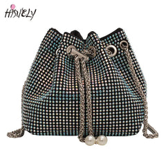 Diamond Bucket Bag Women's Shoulder Bags Ball Chain Crossbody Bag Totes