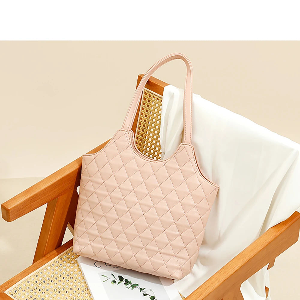 Diamond Plaid Women Shoulder Bags Solid All-match Commuter Underarm Bag