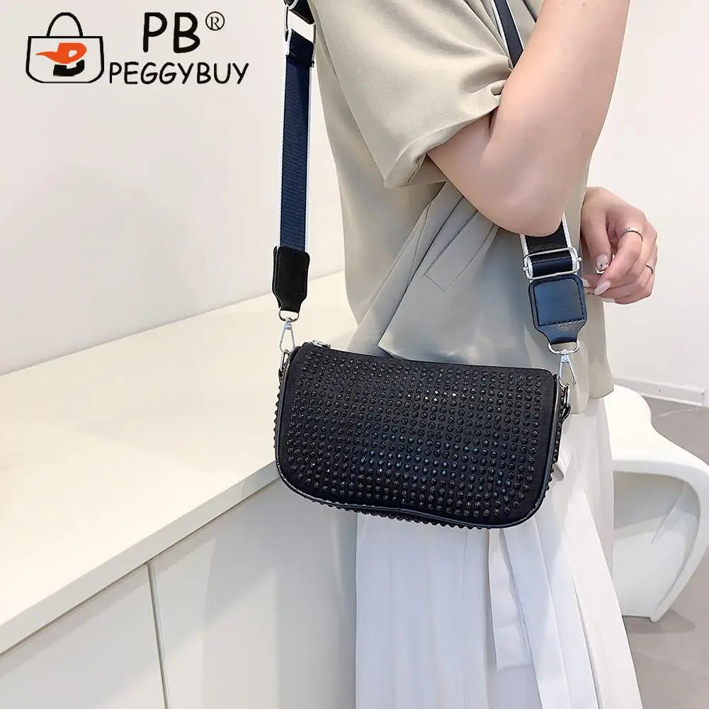 Diamond Rhinestones Shoulder Bag Small Crossbody Purse Zipper