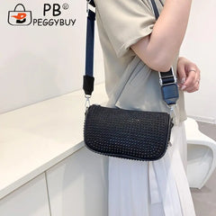 Diamond Rhinestones Shoulder Bag Small Crossbody Purse Zipper
