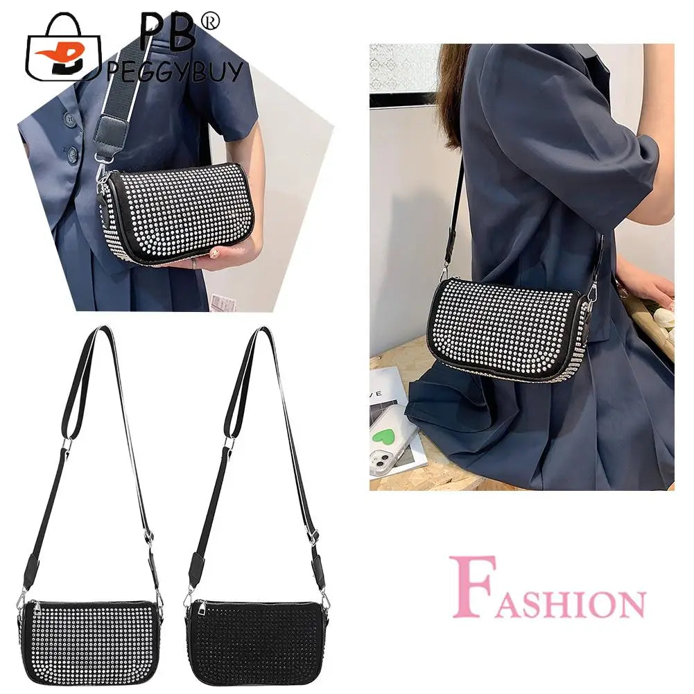Diamond Rhinestones Shoulder Bag Small Crossbody Purse Zipper