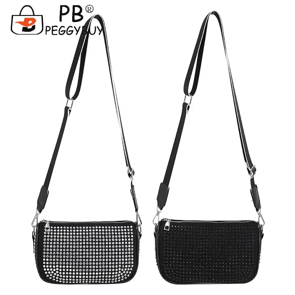 Diamond Rhinestones Shoulder Bag Small Crossbody Purse Zipper