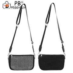 Diamond Rhinestones Shoulder Bag Small Crossbody Purse Zipper