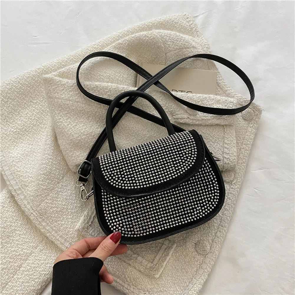 Diamonds PU Leather Shoulder Handbag for Women