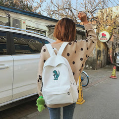 Dinosaur Print Women Backpacks Canvas Dayback Casual Preppy Style