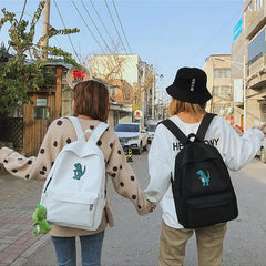 Dinosaur Print Women Backpacks Canvas Dayback Casual Preppy Style