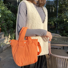 Women's Down Cotton Tote Bag Solid Small Handbag Shoulder Crossbody Winter Purse
