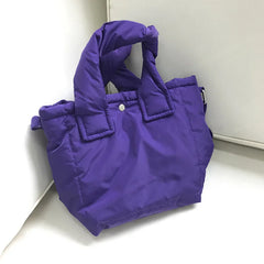 Women's Down Cotton Tote Bag Solid Small Handbag Shoulder Crossbody Winter Purse