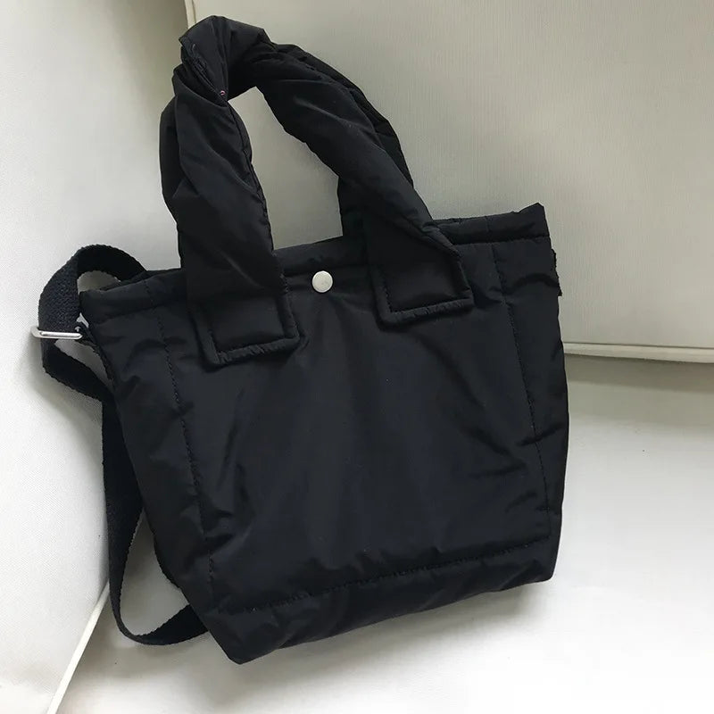 Women's Down Cotton Tote Bag Solid Small Handbag Shoulder Crossbody Winter Purse
