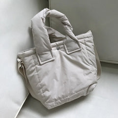Women's Down Cotton Tote Bag Solid Small Handbag Shoulder Crossbody Winter Purse
