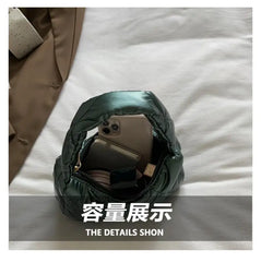 Winter Lattice Shoulder Bags Women's Solid Underarm Bags Small Purses Ins