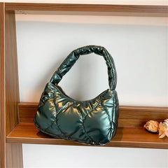 Winter Lattice Shoulder Bags Women's Solid Underarm Bags Small Purses Ins