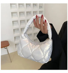 Winter Lattice Shoulder Bags Women's Solid Underarm Bags Small Purses Ins