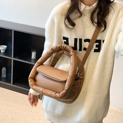 Quilted Crossbody Bag for Women Cotton Padded Space Tote Clutch