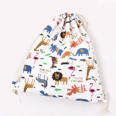 Canvas Drawstring Backpack Travel Shoulder Bag Women Shoes Clothes Storage