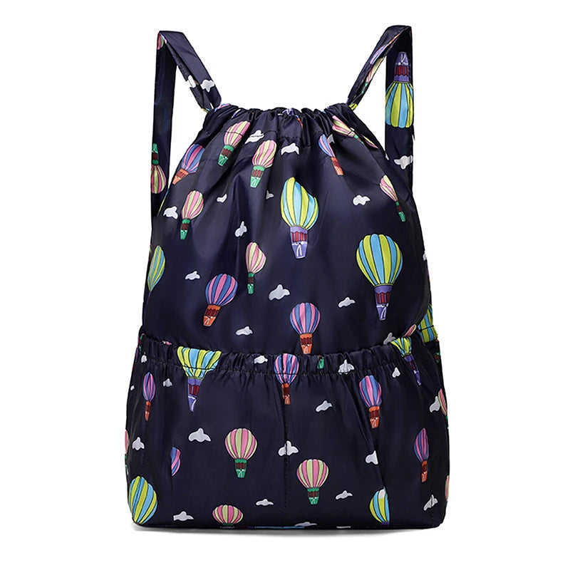 Flower Ethnic Drawstring Backpack Lightweight Rucksack