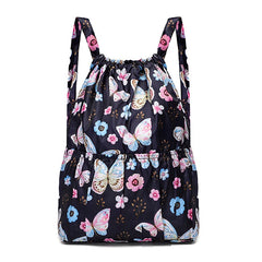 Flower Ethnic Drawstring Backpack Lightweight Rucksack