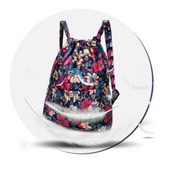 Flower Ethnic Drawstring Backpack Lightweight Rucksack