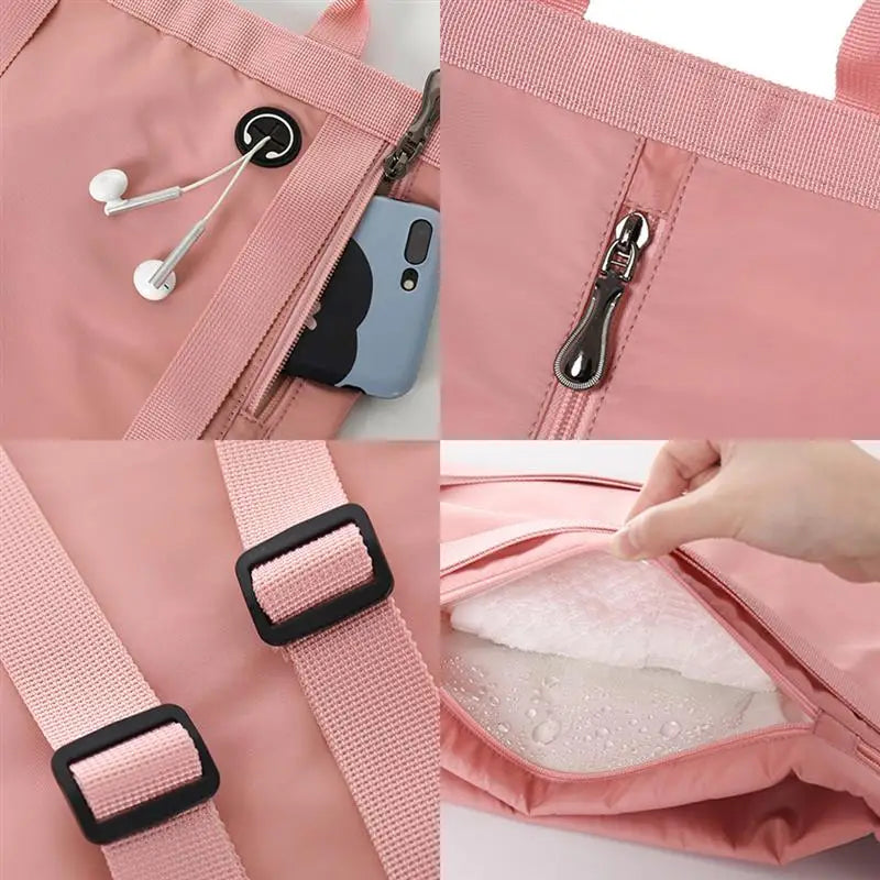 Nylon Folding Backpack Dry Wet Compartment Gym Bag