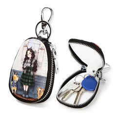 Eiffel Tower Women Girls Key Bag PU Leather Key Wallets Housekeepers Car Key Hol