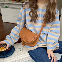 Solid Shoulder Bag for Women Pu Leather Female Pillow Tote Zipper Purse