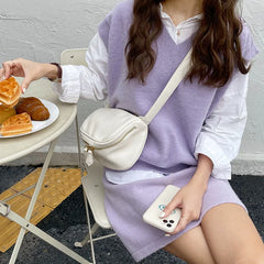 Solid Shoulder Bag for Women Pu Leather Female Pillow Tote Zipper Purse