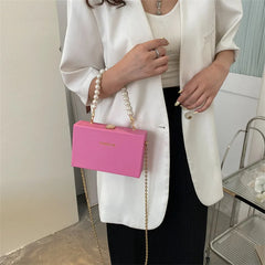 Small Shoulder Messenger Bag with Pearl Chain for Wedding Party