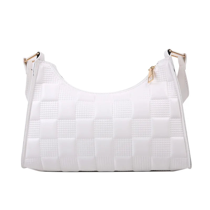 Embossed PU Leather Zipper Shoulder Bag for Women Summer