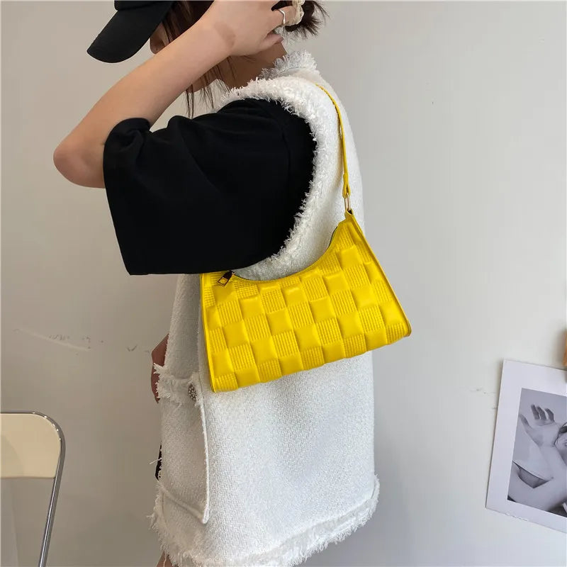 Embossed PU Leather Zipper Shoulder Bag for Women Summer