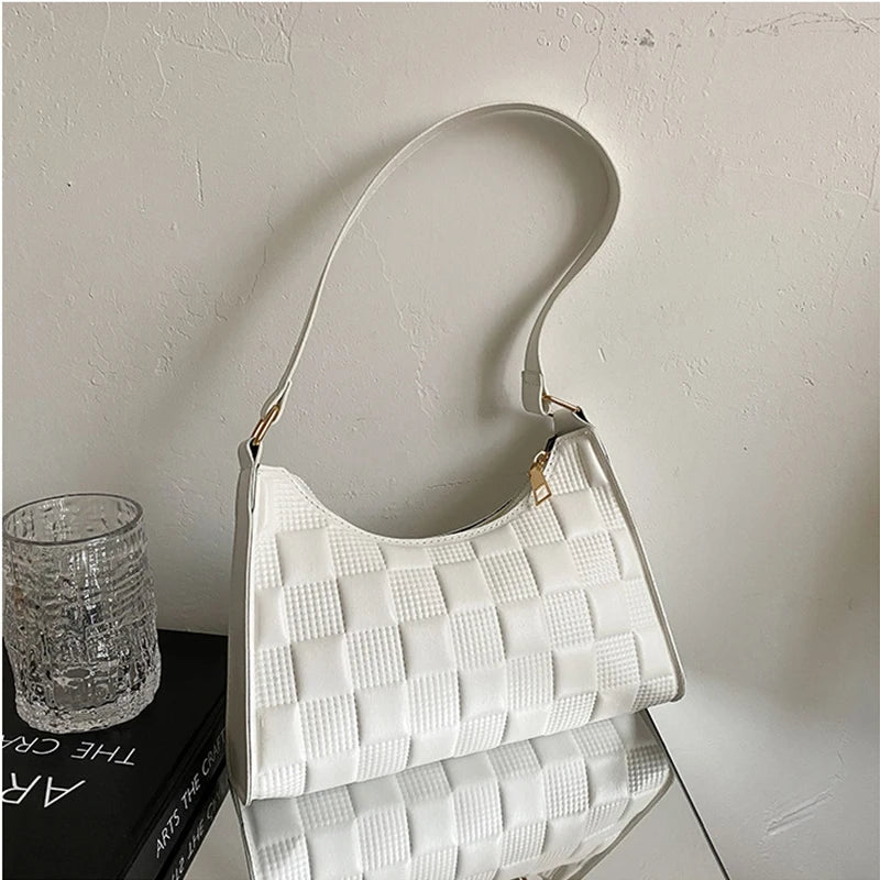 Embossed PU Leather Zipper Shoulder Bag for Women Summer