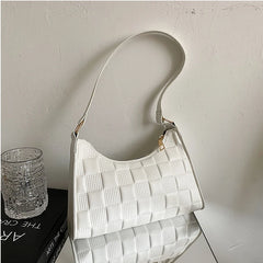 Embossed PU Leather Zipper Shoulder Bag for Women Summer
