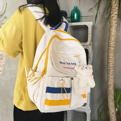 Embroidered Letter Print Women Backpack Preppy Style Backpack