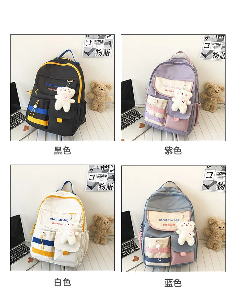 Embroidered Letter Print Women Backpack Preppy Style Backpack