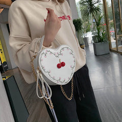 Cherry Heart Crossbody Bag Embroidered Shoulder Clutch