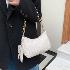 Embroidery Shoulder Bag Chain Women Bags Pu Leather Handbags Lady Underarm Bag