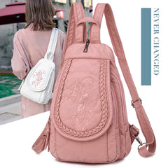 Solid Soft Backpack For Women Travel School Bag