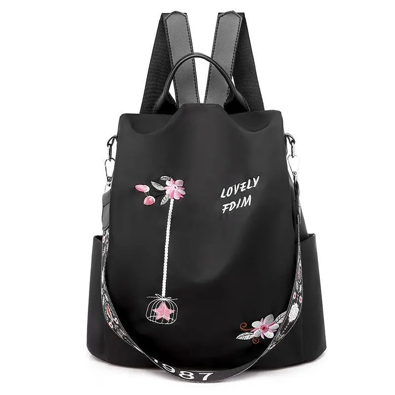 Flower Embroidery Anti-theft Women's Backpack