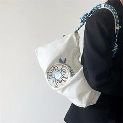 Embroidery Women Shoulder Bags Large Capacity Canvas Female Hobos Crossbody Bag