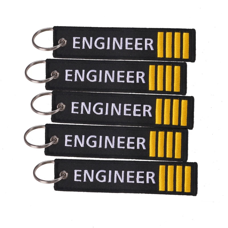 Engineer Pilot Travel Tag Embroidery Luggage Safety Label Keyring