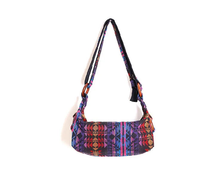 Ethnic Striped Handbag Women Unique Boho Sling Shoulder Crossbody Bag