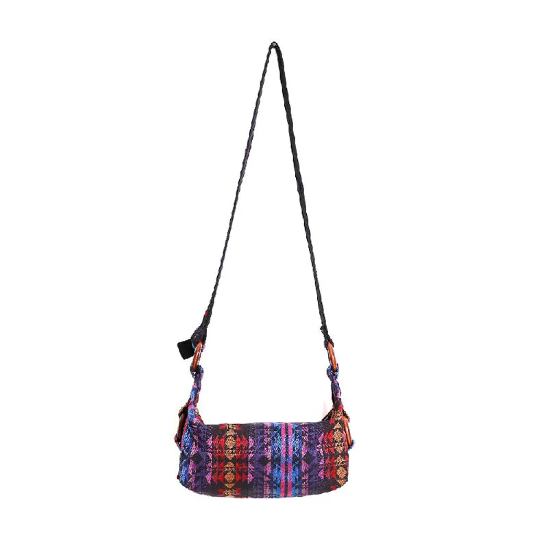 Ethnic Striped Handbag Women Unique Boho Sling Shoulder Crossbody Bag