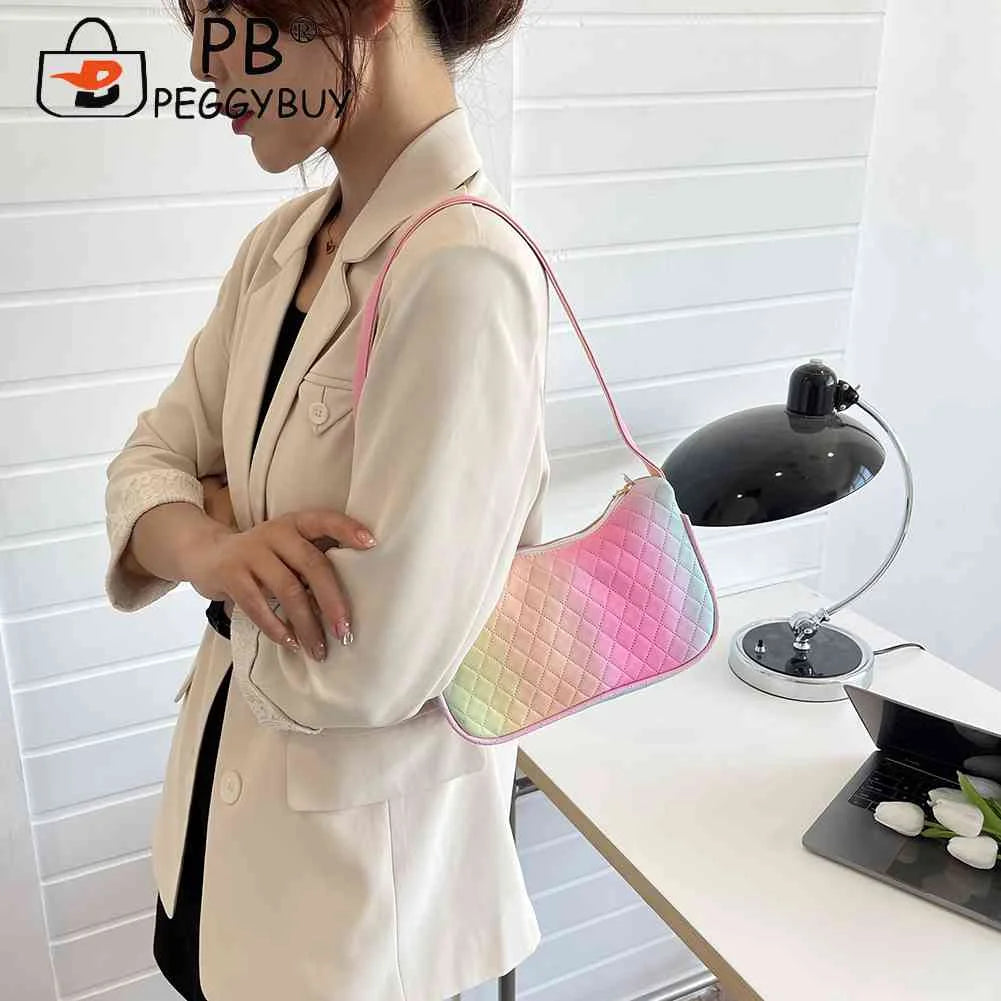 Evening Bags Gradient Women Shoulder Bags Leather Female Armpit Handbag
