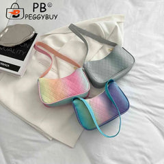 Evening Bags Gradient Women Shoulder Bags Leather Female Armpit Handbag