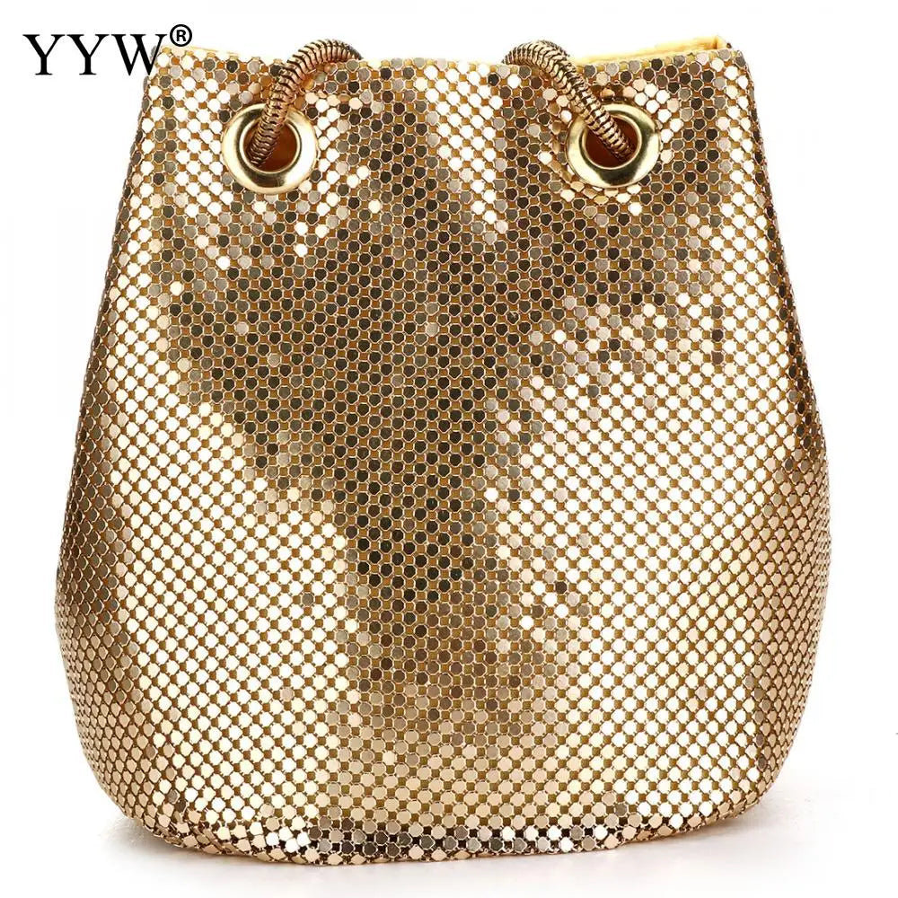 Evening Party Clutch Bucket Bags Long Chain Shoulder Bag Sliver Purse