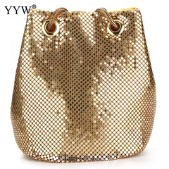 Evening Party Clutch Bucket Bags Long Chain Shoulder Bag Sliver Purse