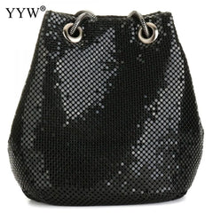 Evening Party Clutch Bucket Bags Long Chain Shoulder Bag Sliver Purse