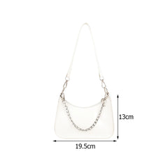 Retro Women Top-handle Totes Shoulder Bag Solid Chain Handbag
